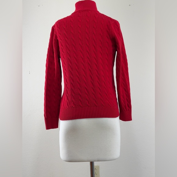 Vintage Lauren Active Ralph Lauren Red Cable Knit Full-Zip Sweater cardigan - Picture 3 of 9